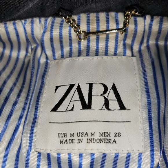 Navy Blue Zara Short Trench Coat (Detachable Hood) - Picture 8 of 9